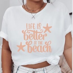 Soft and cozy Life is better on the beach Graphic Unisex Crew Neck Tee Shirt
